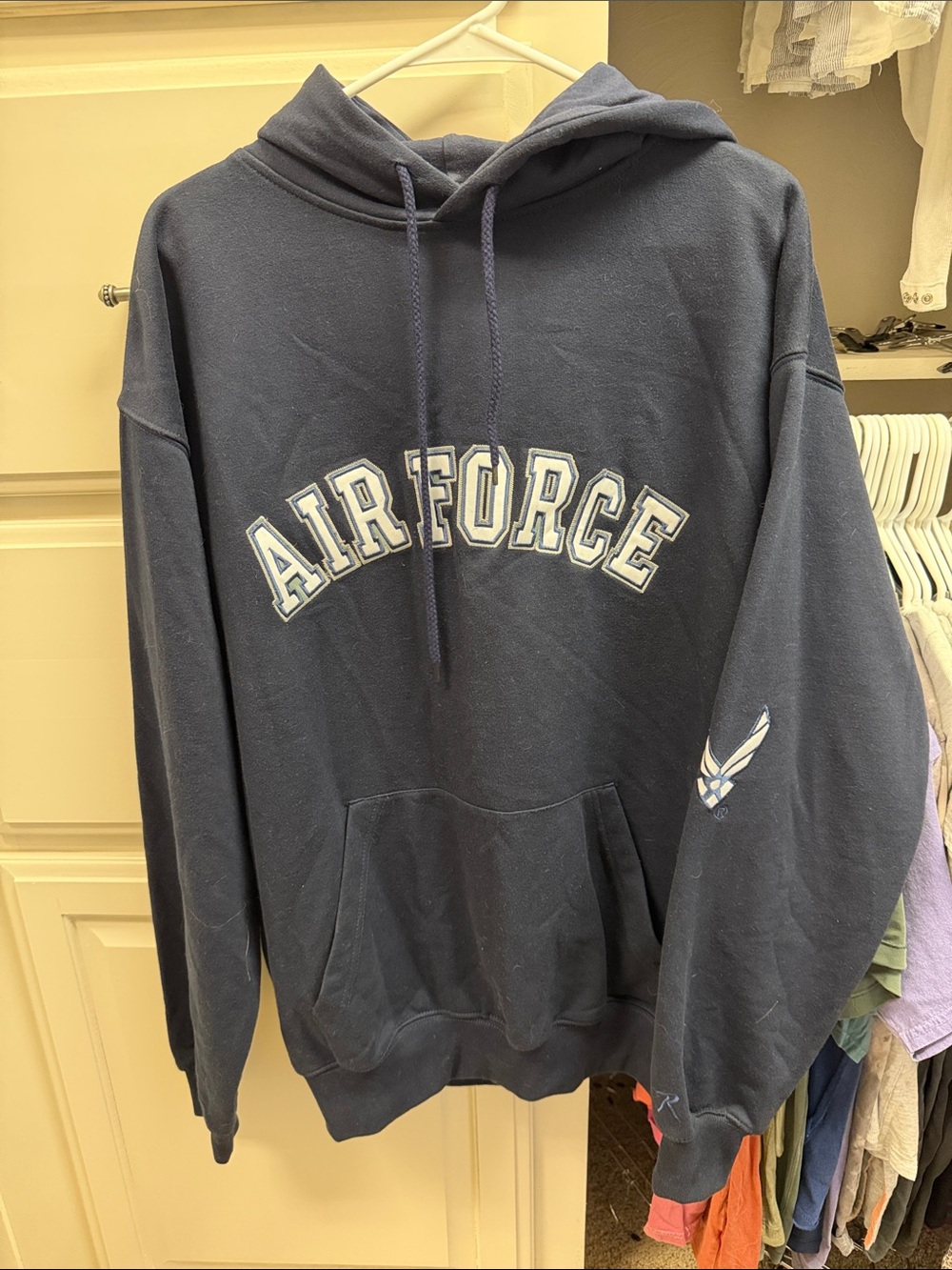 Navy 'Air Force' Pullover Hoodie for Men